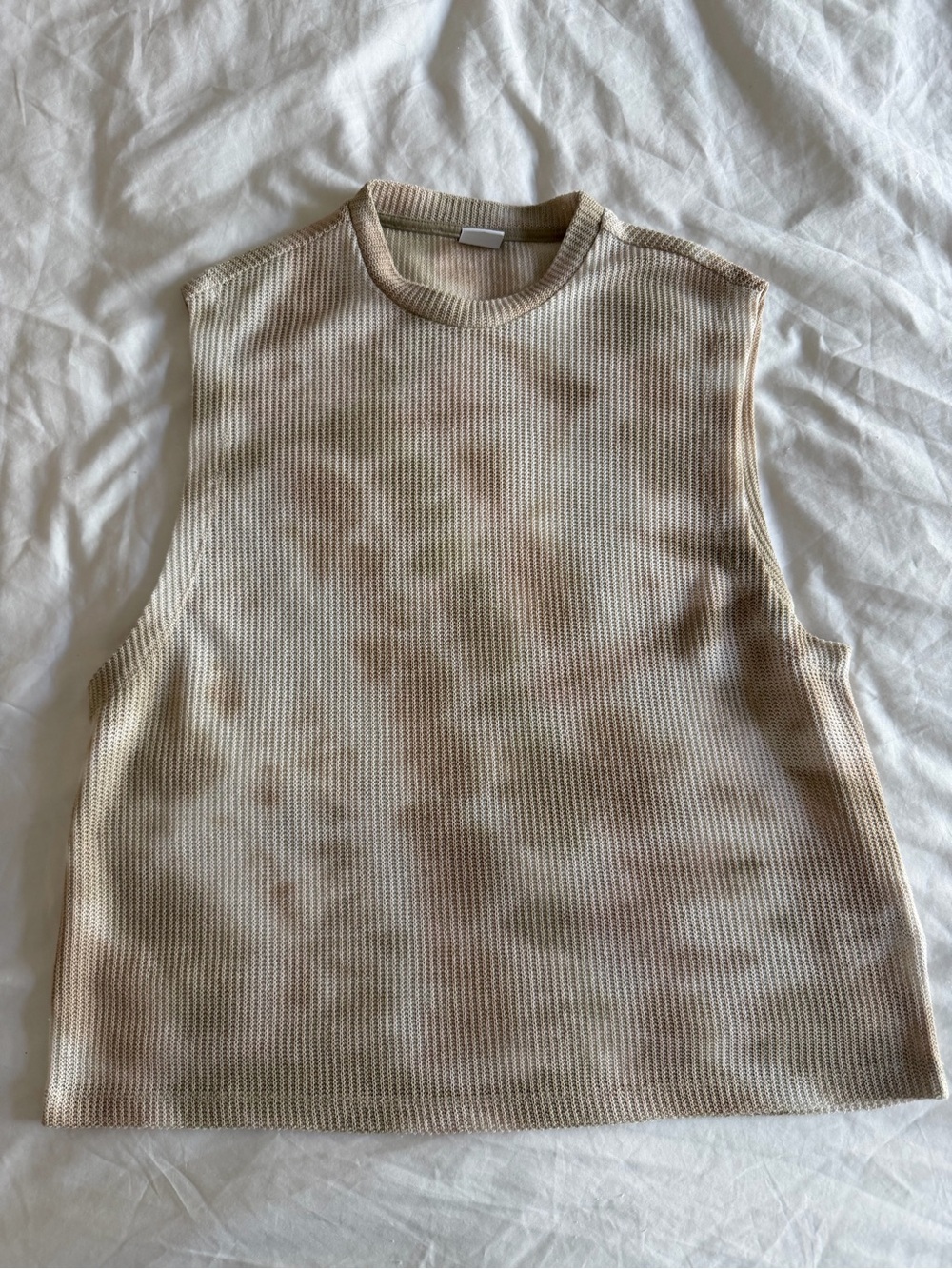 Bershka Beige Ribbed Sleeveless Knit Tank